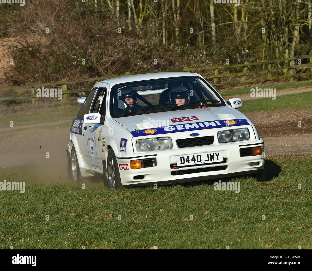 Keith Garton, Ford Sierra Cosworth, Race Retro, Rally stage, Sunday 24th February, 2019, retro, nostalgia, motorsport, cars, vehicles, racing, classic Stock Photo