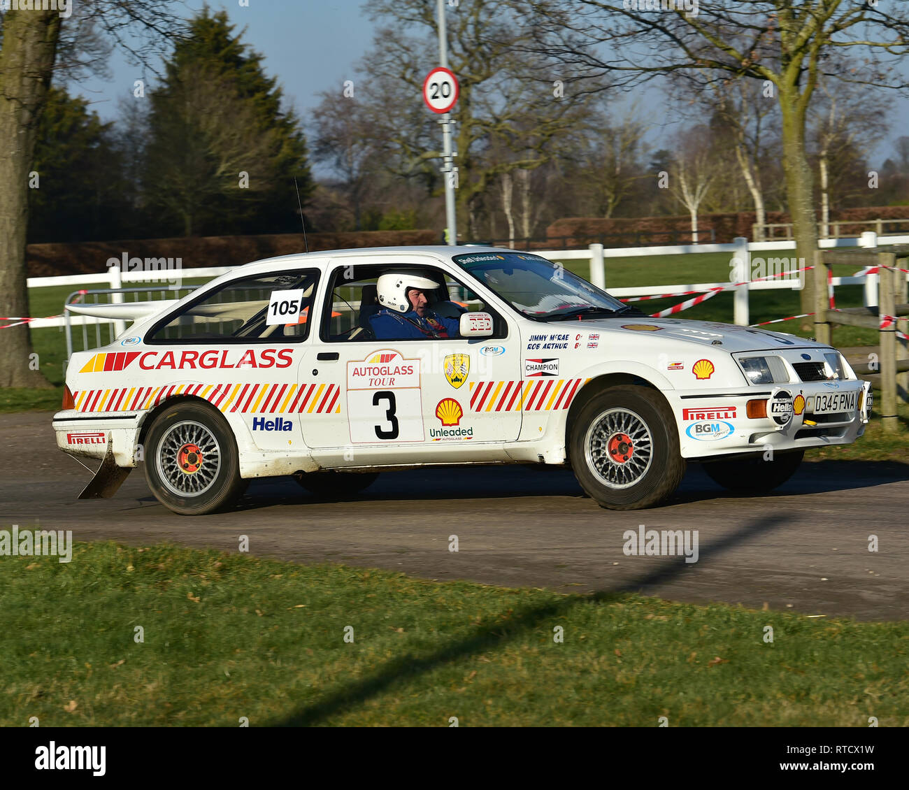 Ford Sierra RS Cosworth, Race Retro, Rally stage, Sunday 24th February, 2019, retro, nostalgia, motorsport, cars, vehicles, racing, classic cars, hist Stock Photo