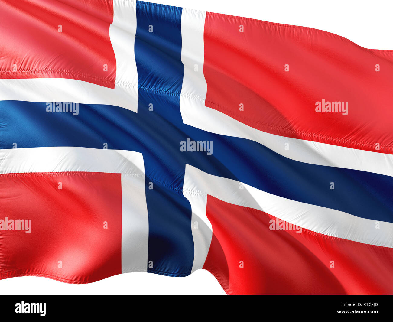 Flag of Norway waving in the wind, isolated white background Stock ...