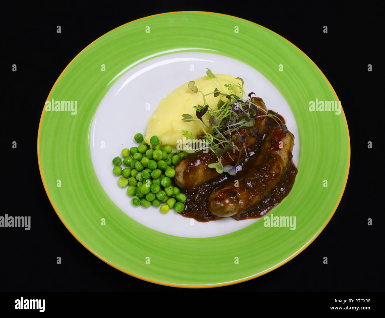 banger and mash with onion gravy Stock Photo Alamy
