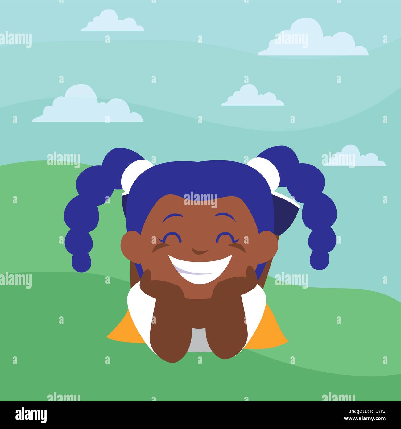 happy black girl in the camp vector illustration design Stock Vector ...