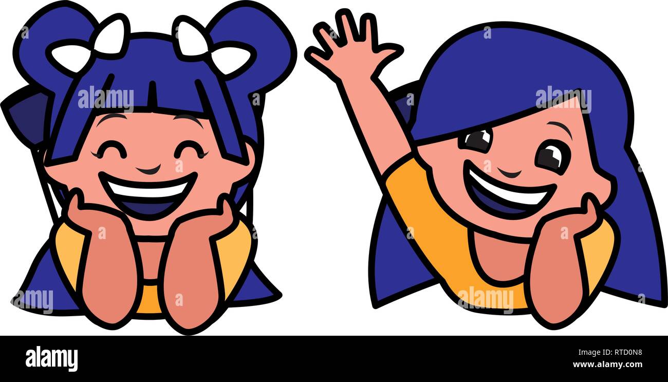 happy little girls characters vector illustration design Stock Vector ...