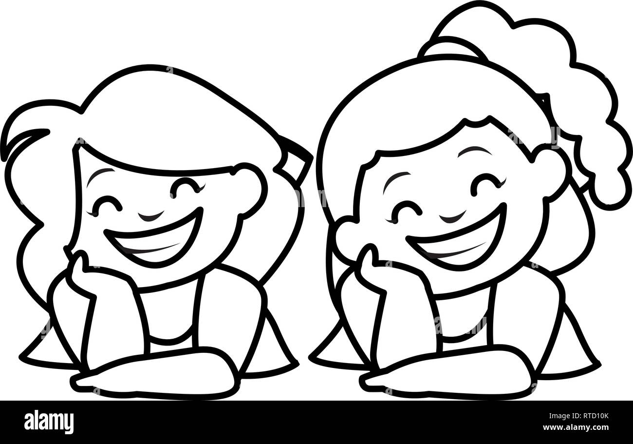 happy little girls characters vector illustration design Stock Vector ...