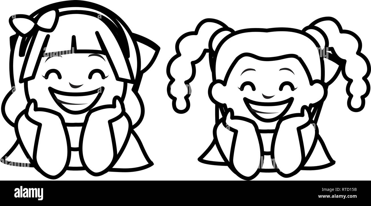 happy little girls characters vector illustration design Stock Vector ...
