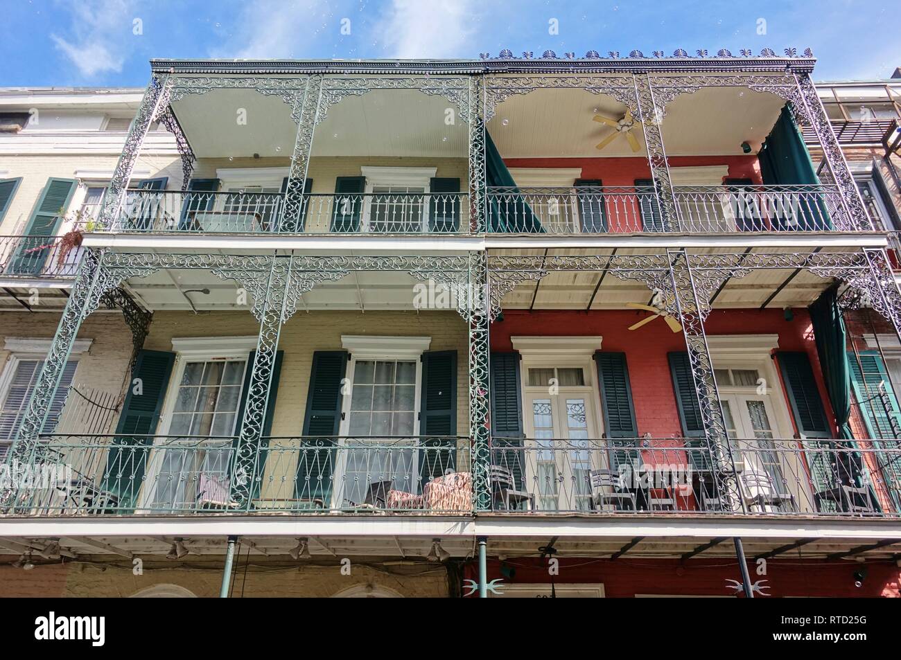 NEW ORLEANS, LA -26 JAN 2019- View of traditional wrought iron ...