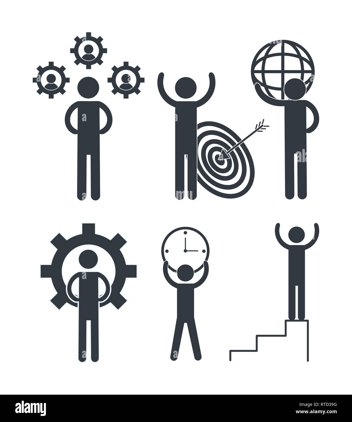 set business teamwork with gears and graphic Stock Vector Image & Art ...