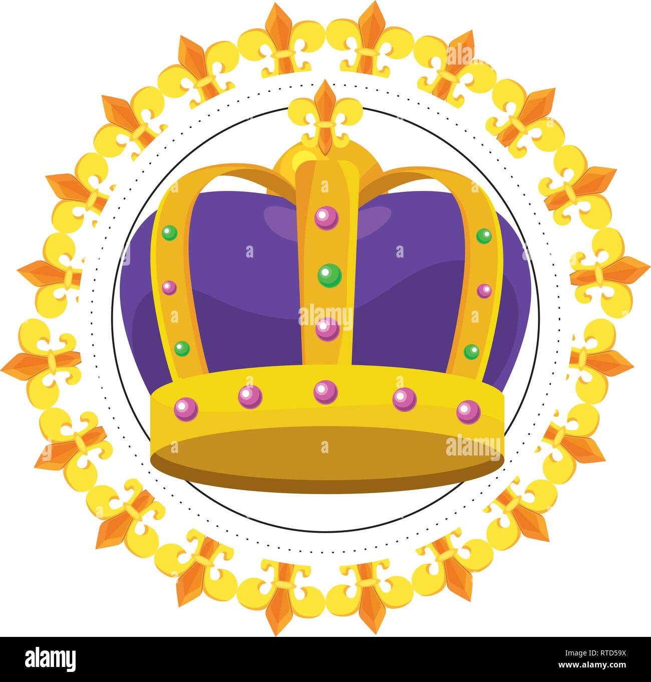 bejeweled crown round icon Stock Vector