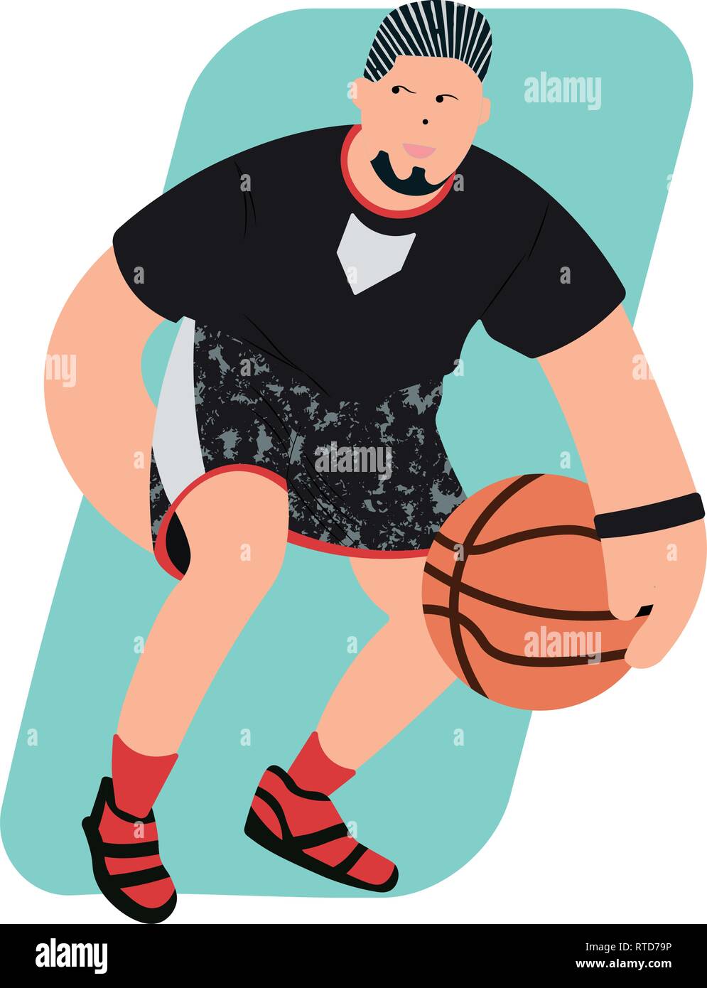 Cartoon basketball player with dribbling motion Stock Vector Image