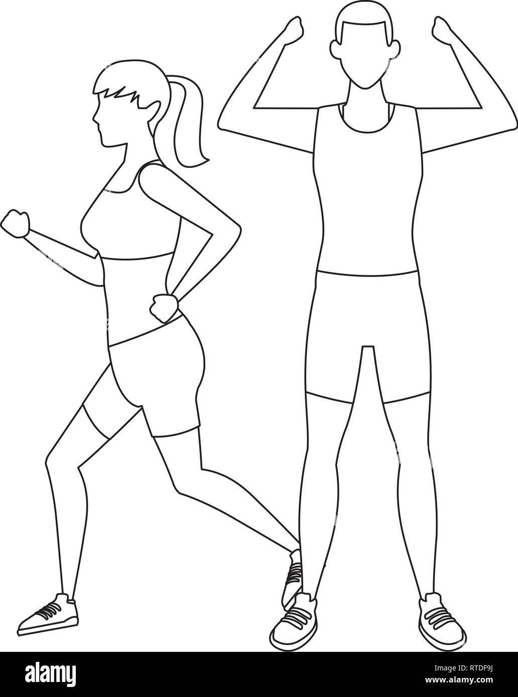 couple-working-out-stock-vector-image-art-alamy