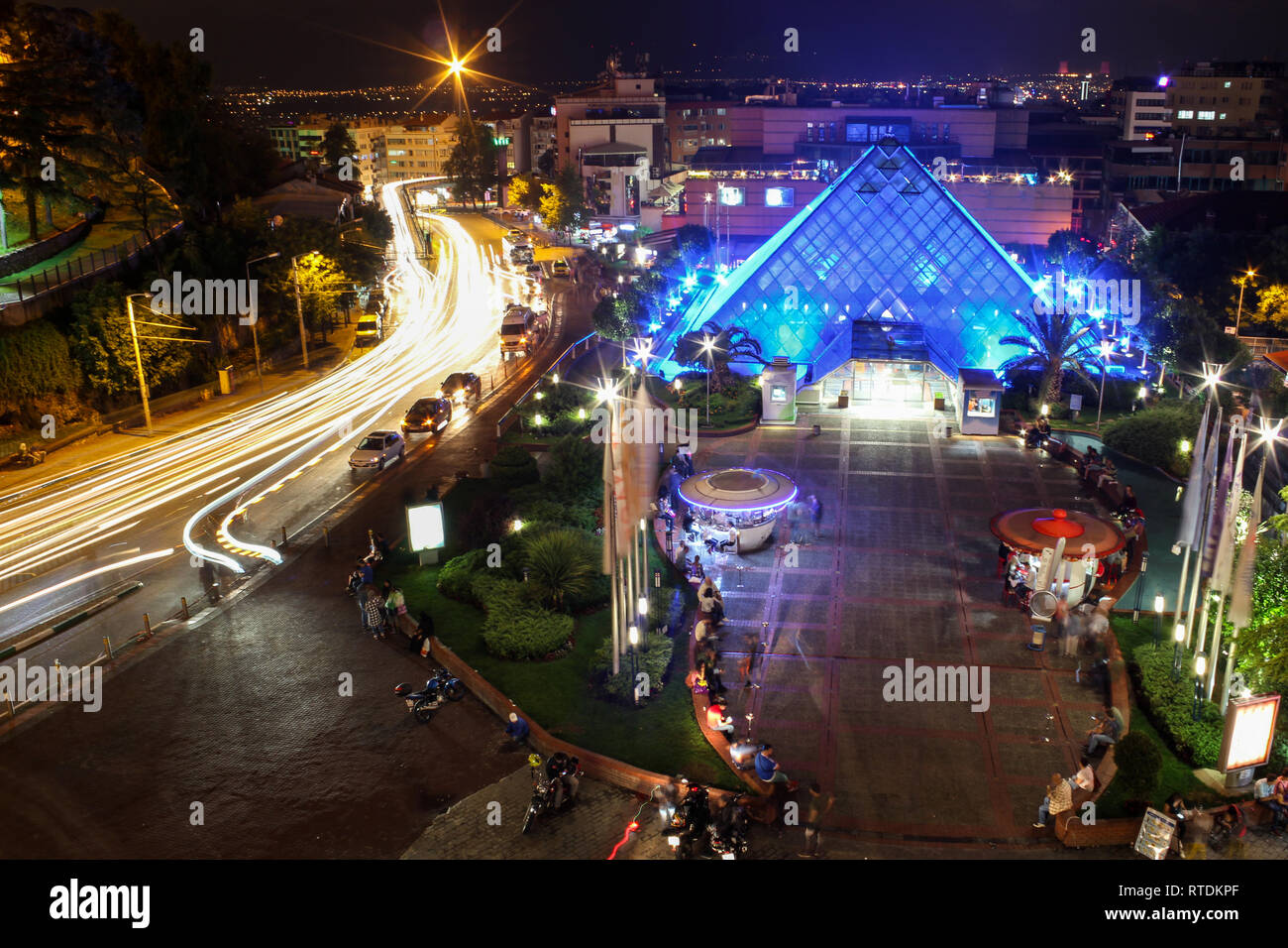 Bursa city town at night, Turkey Stock Photo