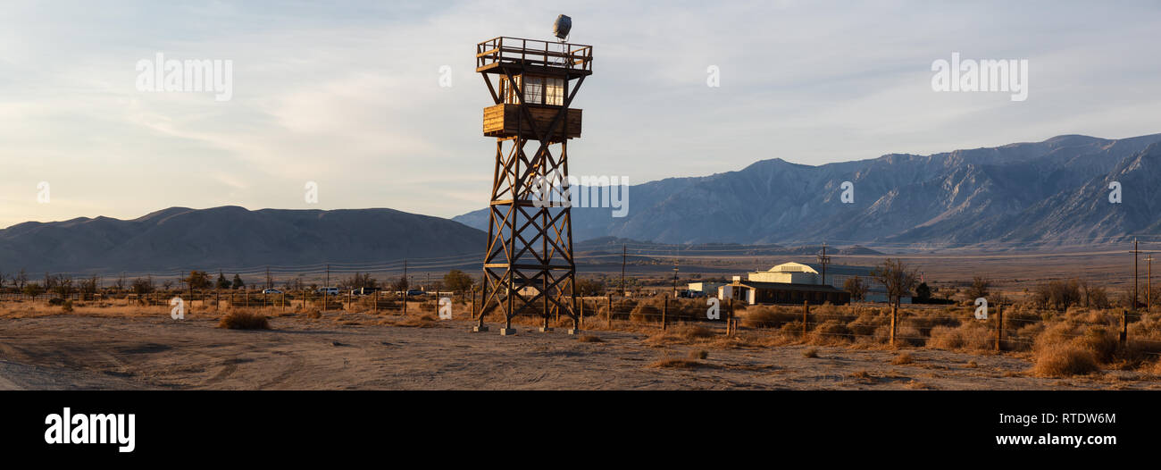 Manzanar National Historic Site during a vibrant morning. Located in Independence, California, United States. Stock Photo