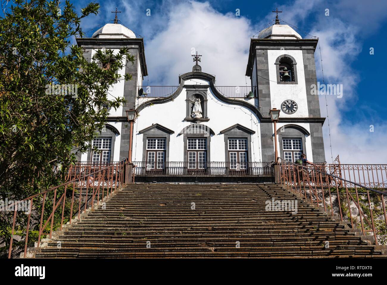 Stairs to the pilgrimage church Nossa Senhora do Monte, Monte, Funchal, Madeira, Portugal Stock Photo