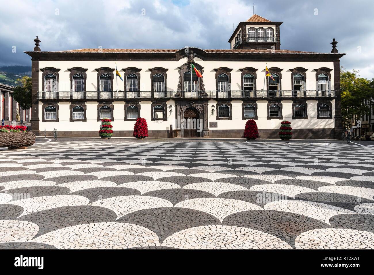 Rathau with town hall square, Funchal, Madeira Island, Portugal Stock Photo