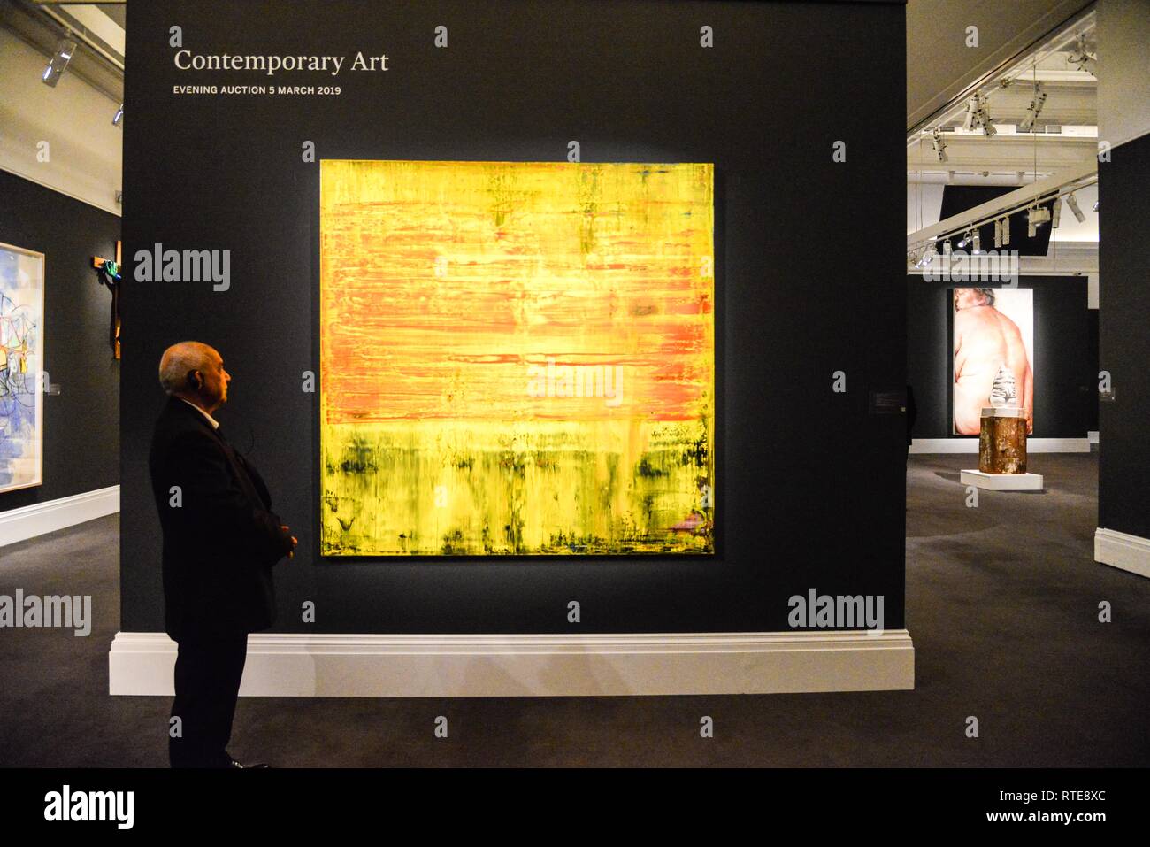 London, UK. 1st Mar, 2019. Gerhard Richter Abstraktes Bild 2009 Oil On Canvas Estimate £6,000,000-8,000,000.The sale is on the 5th March . Credit: claire doherty/Alamy Live News Stock Photo