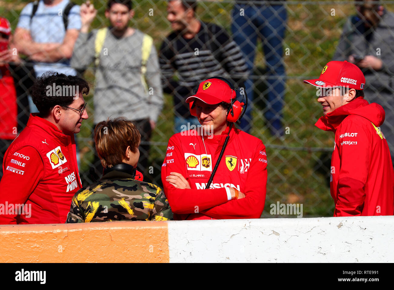 Montmelo, Spain. 01st Mar, 2019. Mattia Binotto Team Principal Scuderia Ferrari, John Elkan, Charles Lecherc Montmelo Barcelona 01/03/2019 Circuit de Catalunya Formula 1 Test 2019 Foto Federico Basile/Insidefoto Credit: insidefoto srl/Alamy Live News Stock Photo