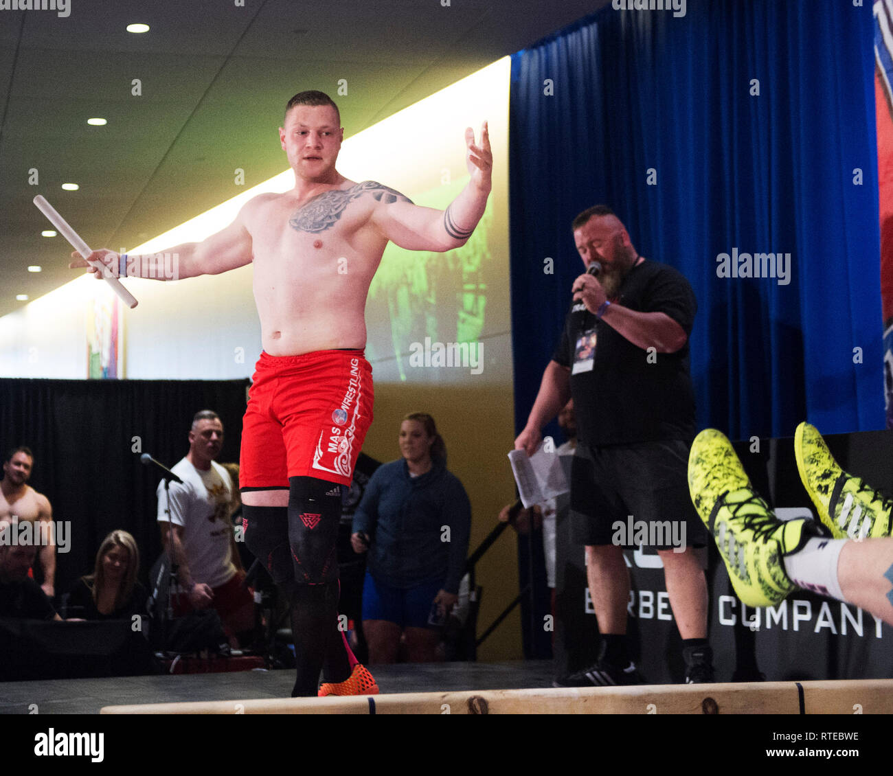 Columbus, USA. 01st Mar, 2019. March 1, 2019: Matin Tim Kuhne (GER) celebrates his victory over Adam Tucker (USA) at the Arnold Sports Festival in  Credit: Brent Clark/Alamy Live News Stock Photo