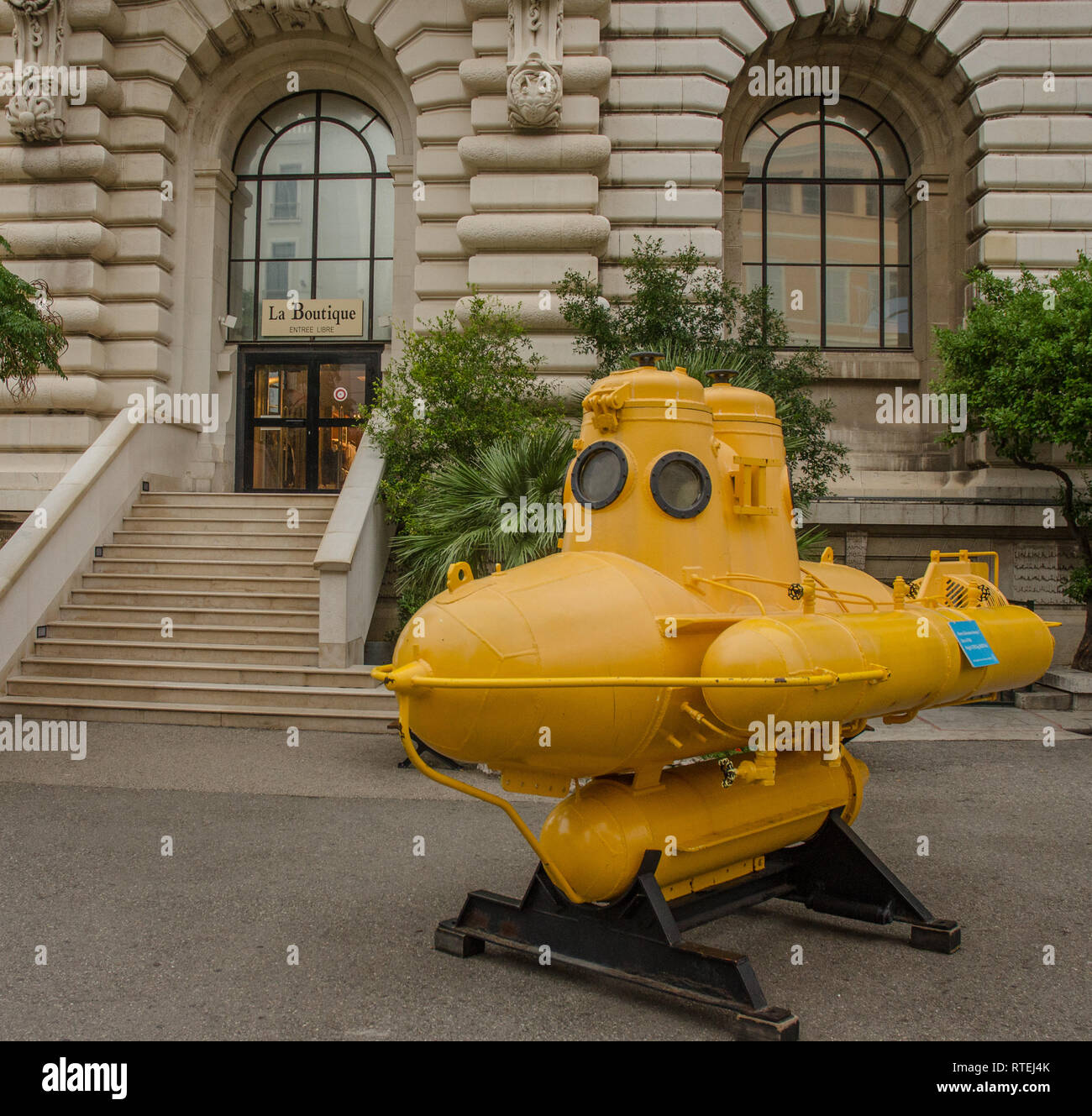 MONACO SEP 2018 a bathyscaphe before  the Oceanographic Museum of Monaco Stock Photo