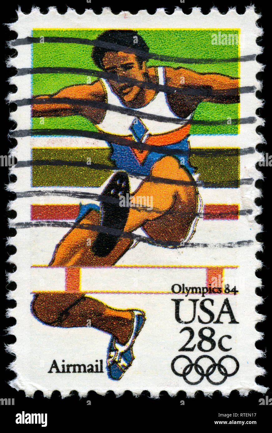 Postage stamp from United States of America (USA) in the Olympic Games 1984 - Los Angeles series issued in 1983 Stock Photo