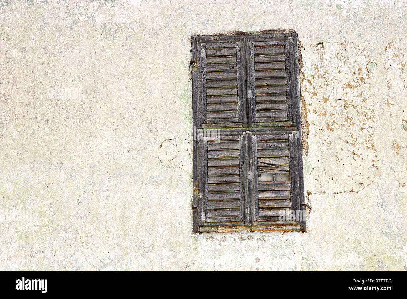 window of old house with wooden shutters closed Stock Photo - Alamy