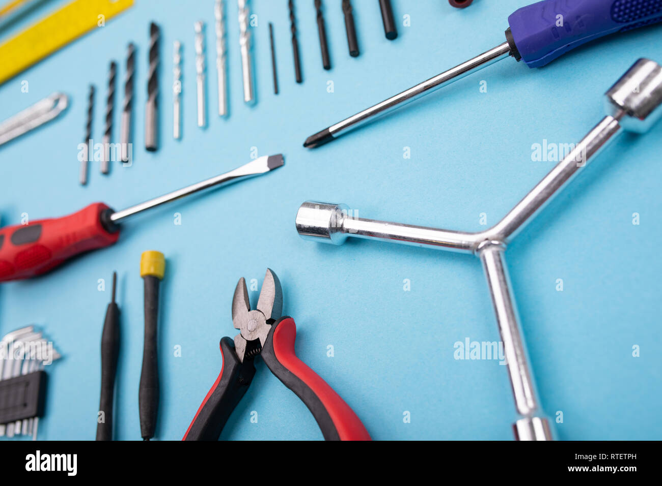 Different construction kit are hanging on background Stock Photo - Alamy