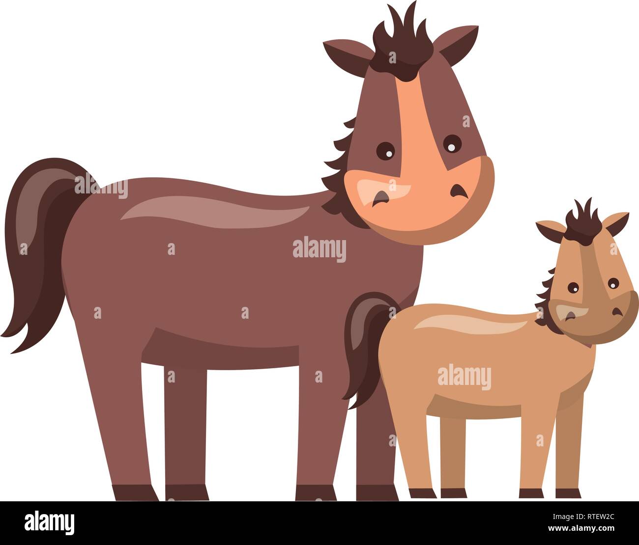 mare and foal cartoon Stock Vector