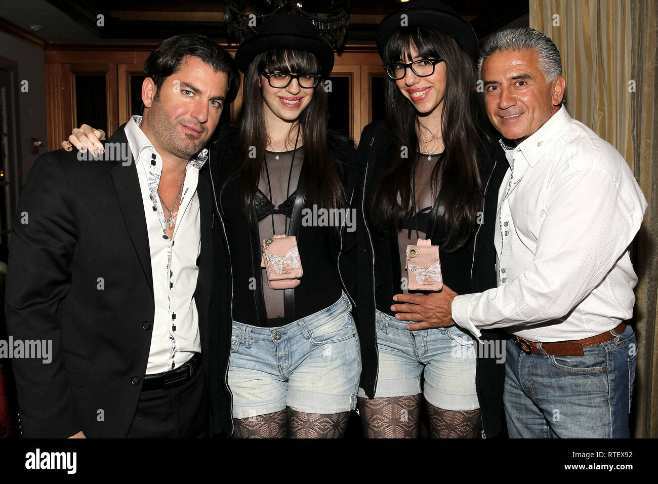 New York, USA. 17 Feb, 2011. Peter Petrakis, Ornela Samuels, Odelia Samuels, Jerry Kokkinos at The Blonds - After Party during Fall 2011 Mercedes-Benz Fashion Week at RdV Lounge in New York, USA. Credit: Steve Mack/S.D. Mack Pictures/Alamy Stock Photo