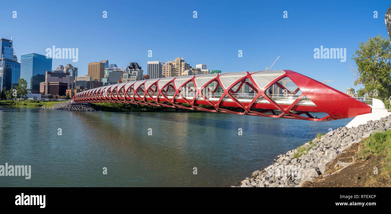 The Peace Bridge Spanning The Bow River In Calgary Alberta The