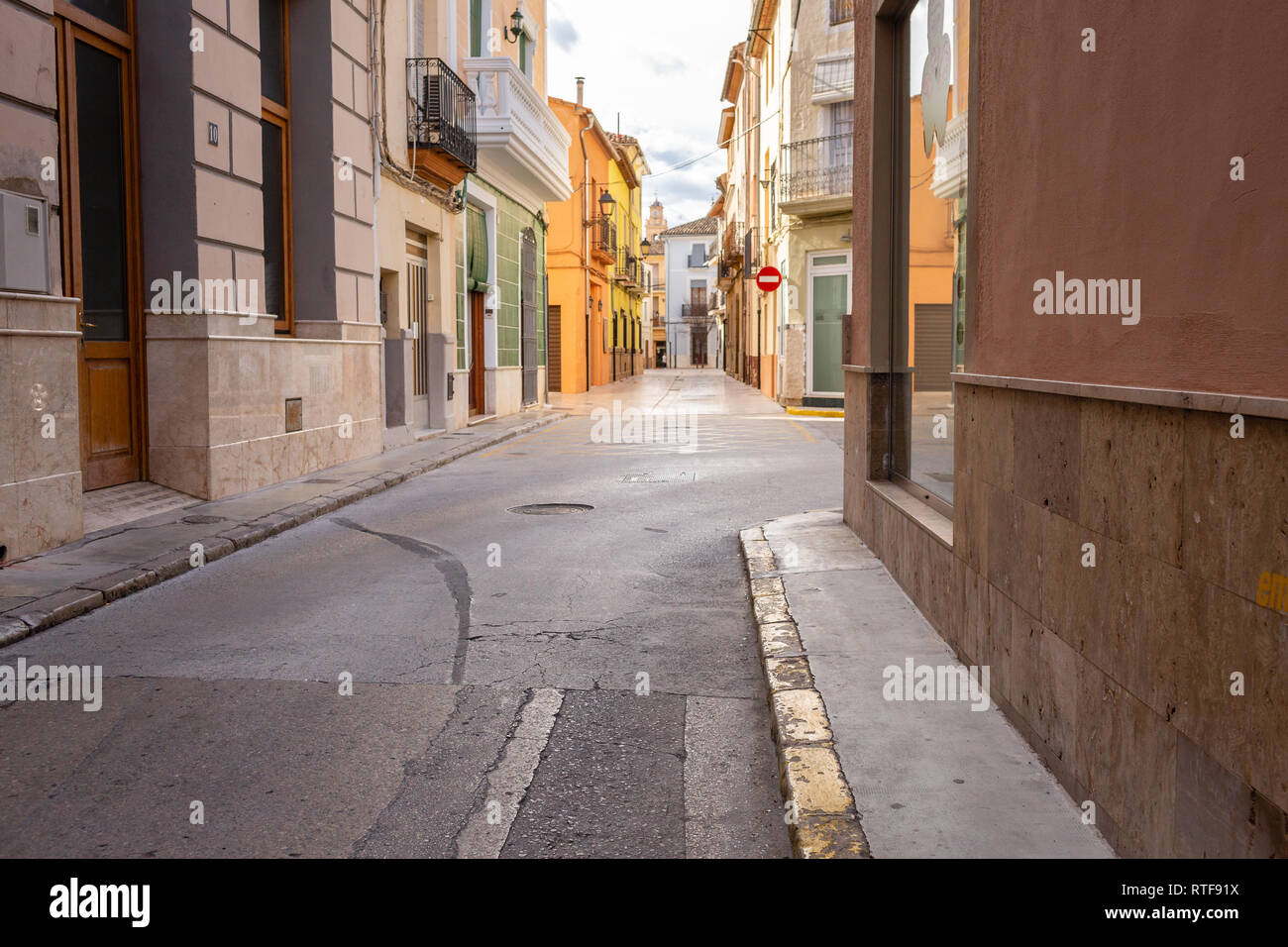 Old town street view in Canals, Spain Stock Photo Alamy