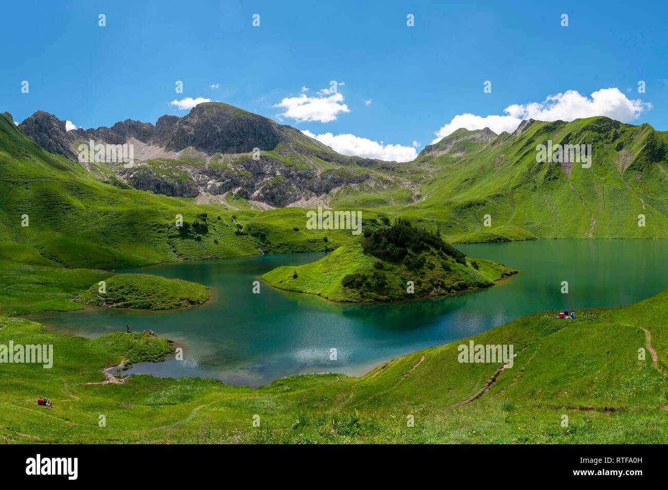 Lake Schrecksee with Allgäu mountains, Allgäu Alps, Allgäu, Bavaria, Germany Stock Photo