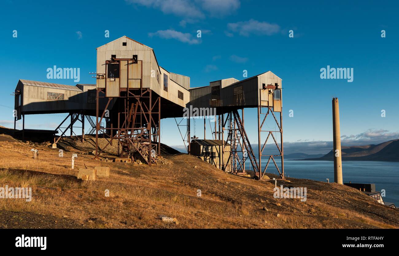 Mining, former coal mine, Longyearbyen, Spitsbergen, Svalbard, Norway Stock Photo