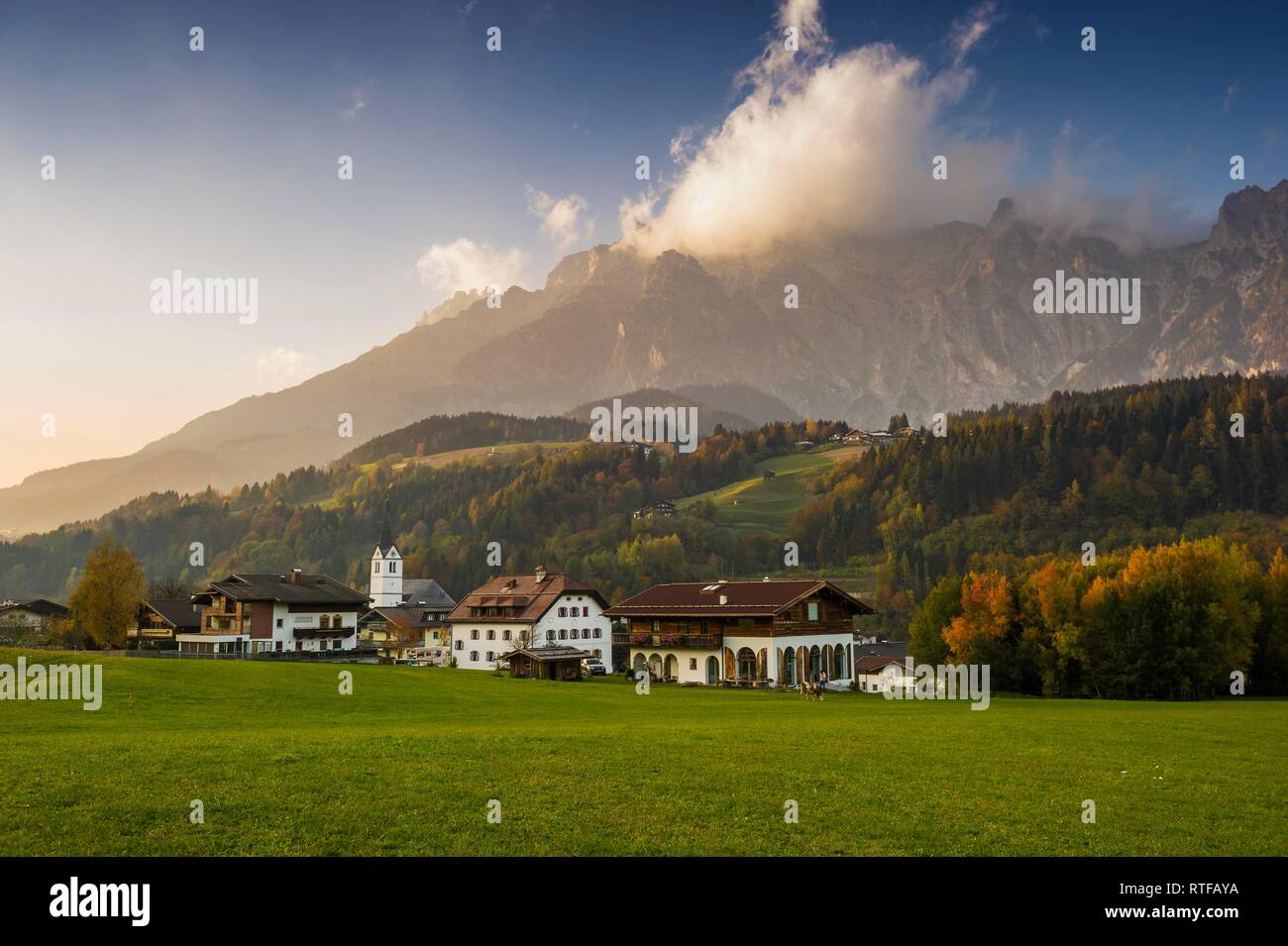 Village Leogang off the Leoganger Steinbergen, Pinzgau, Salzburger Land, Austria Stock Photo