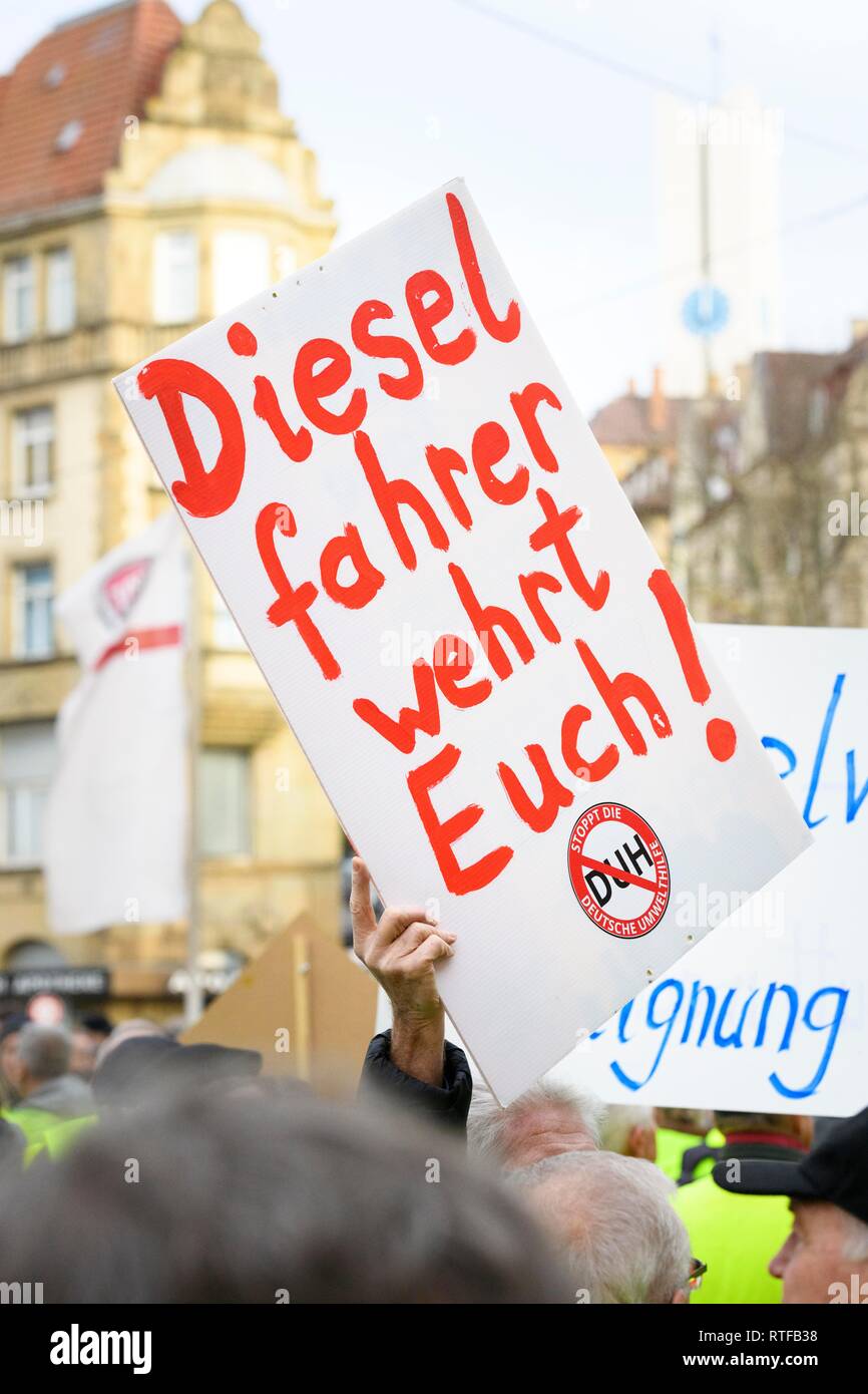 Demonstration against the ban on diesel driving, Stuttgart, Baden-Württemberg, Germany Stock Photo