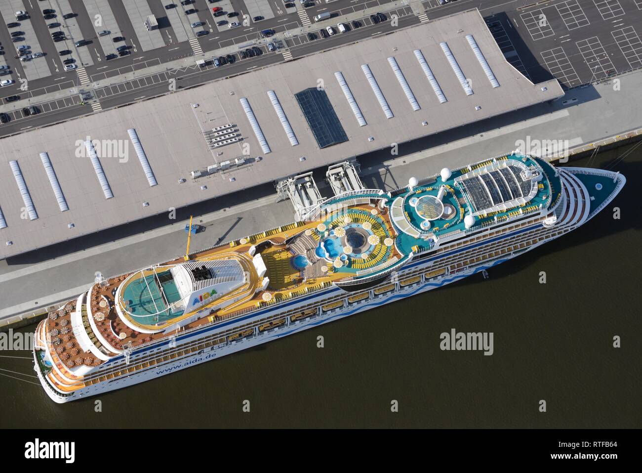Aerial View Cruise Ship Aidamar At The Dock In The Harbour Hamburg Germany Stock Photo Alamy