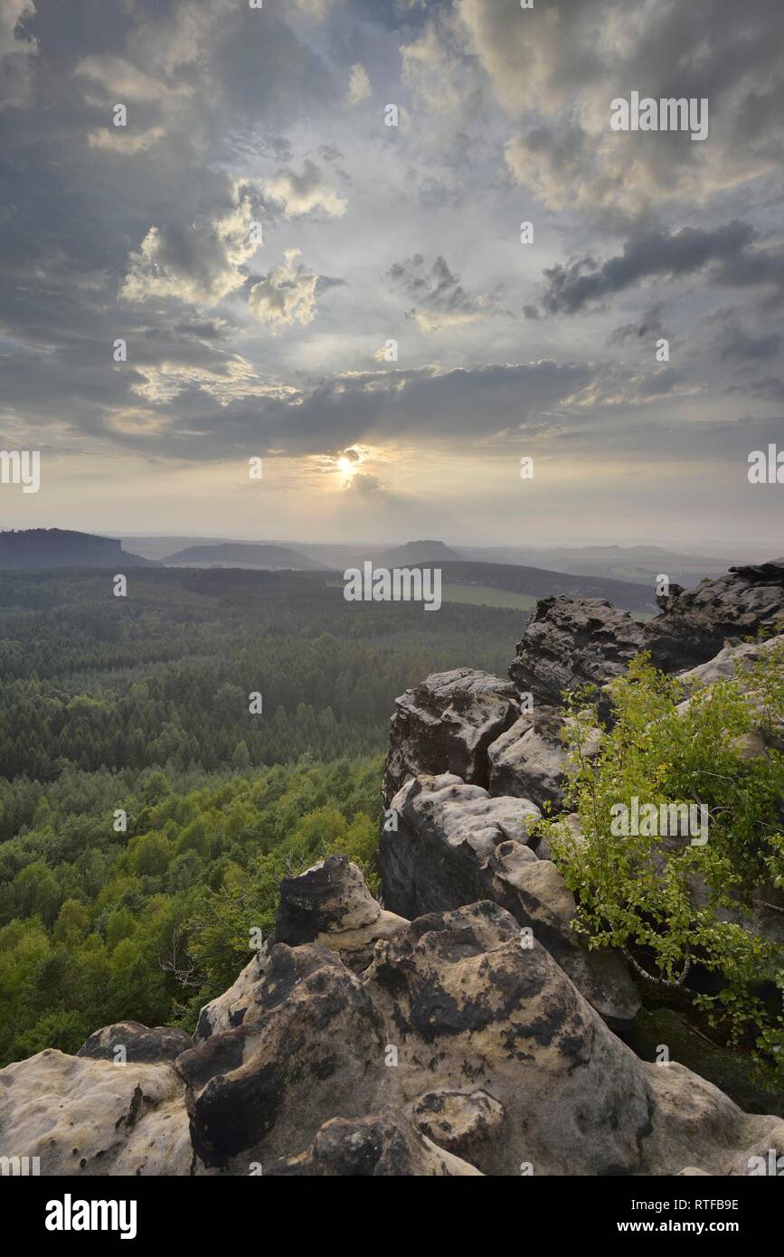 View from Gorisch, Elbe Sandstone Mountains, Saxony, Germany Stock Photo