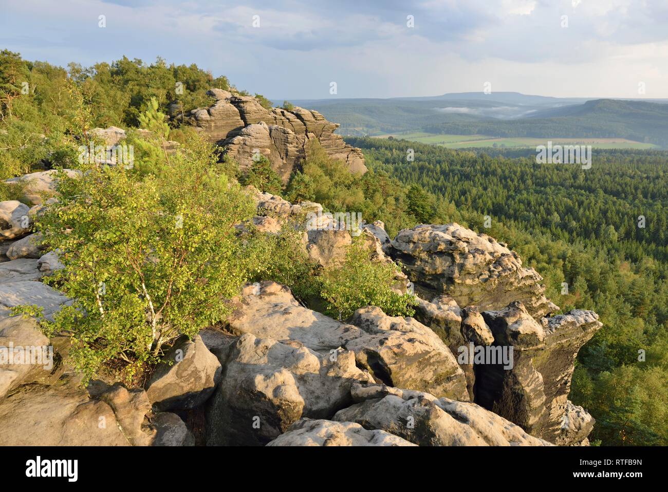 View from Kleiner Winterberg, Elbe Sandstone Mountains, Saxony, Germany Stock Photo