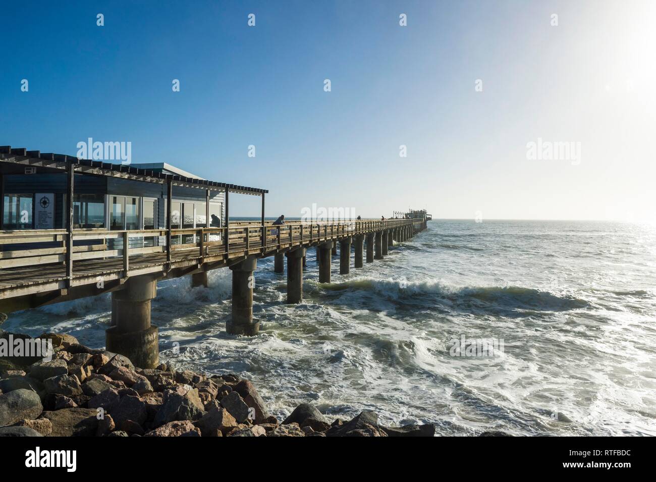 Long straight pier, Swakopmund, Namibia Stock Photo