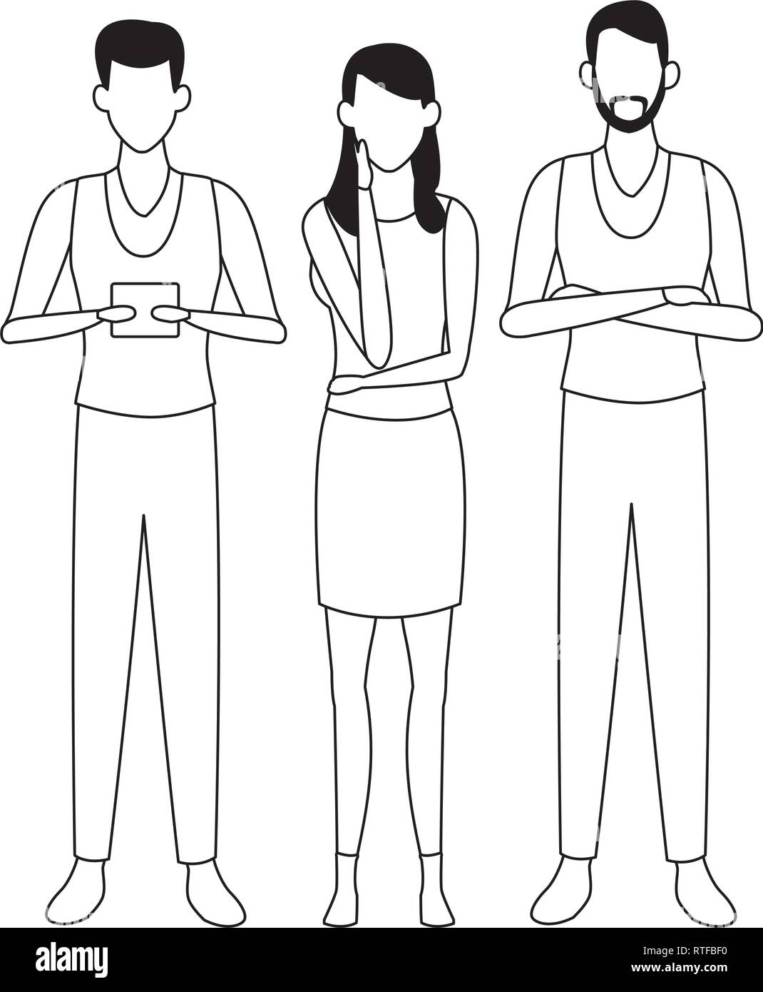 casual people cartoon in black and white Stock Vector Image &amp; Art - Alamy