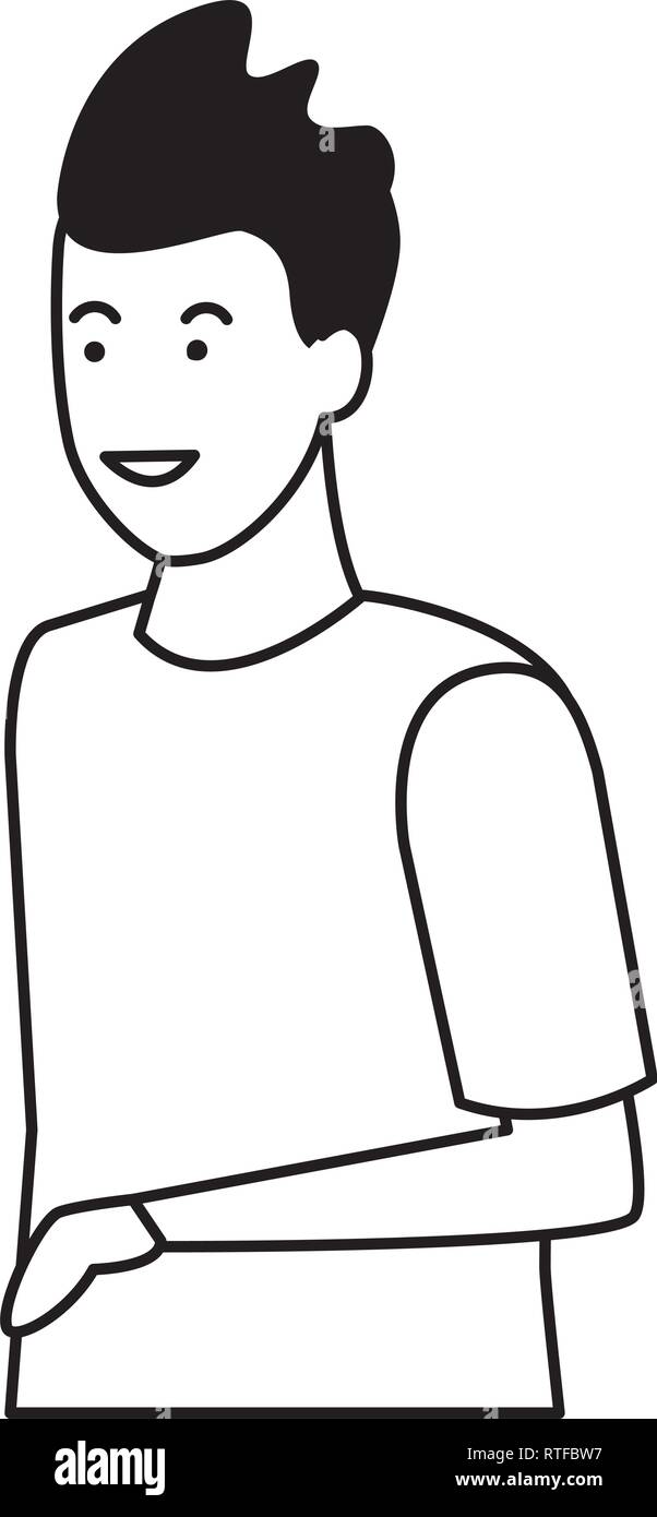 young man cartoon in black and white Stock Vector Image & Art - Alamy