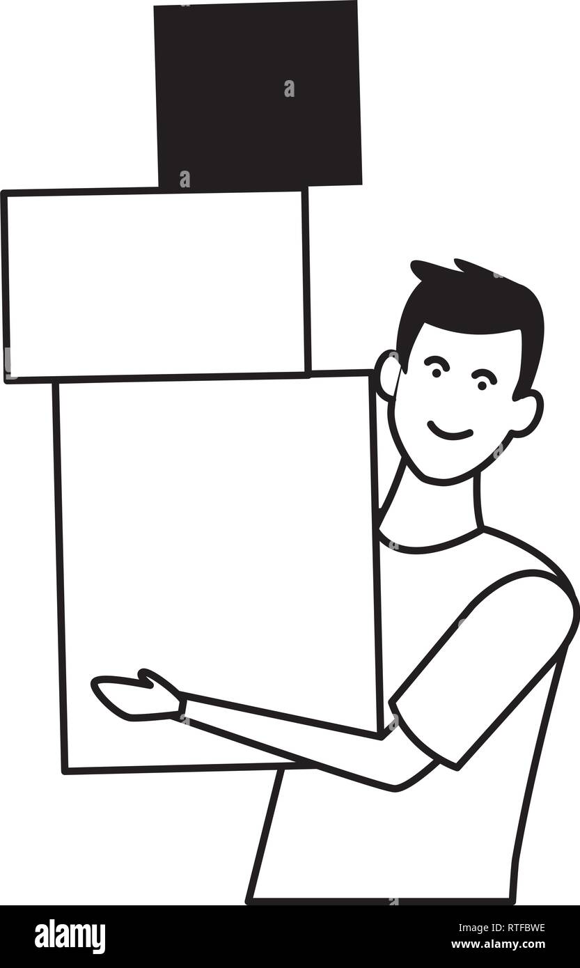 young man cartoon in black and white Stock Vector Image & Art - Alamy