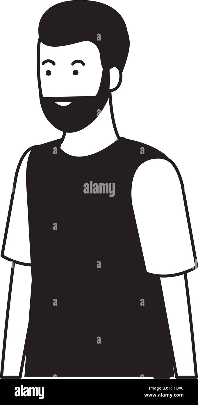 young man cartoon in black and white Stock Vector Image & Art - Alamy