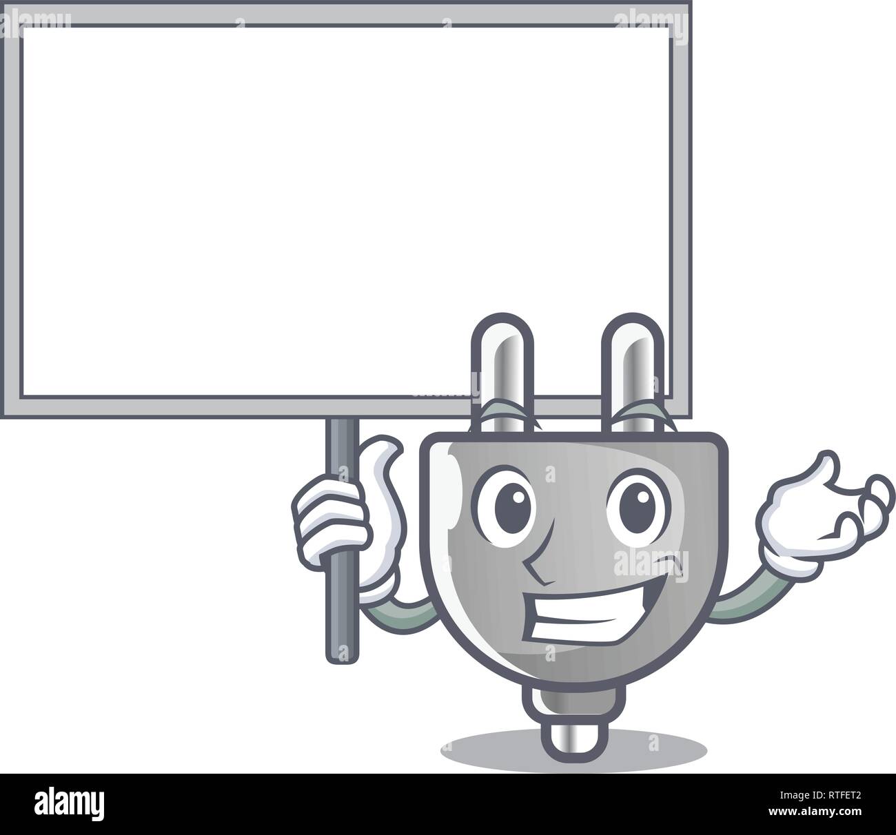 Bring board power plug stuck the cartoon wall Stock Vector Image & Art