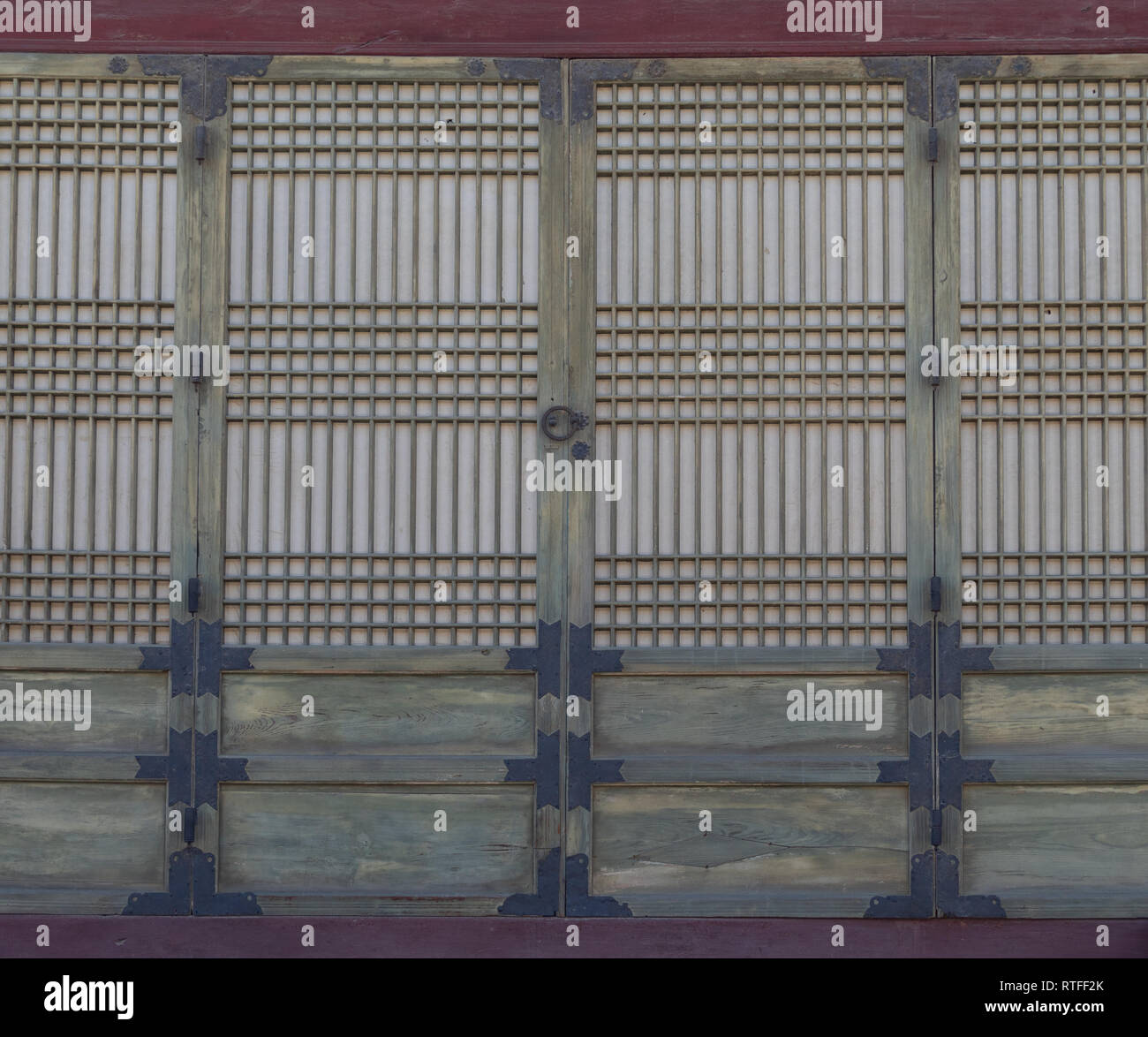 Intricate wooden doors in the Gyeongbokgung Palace complex in Seoul