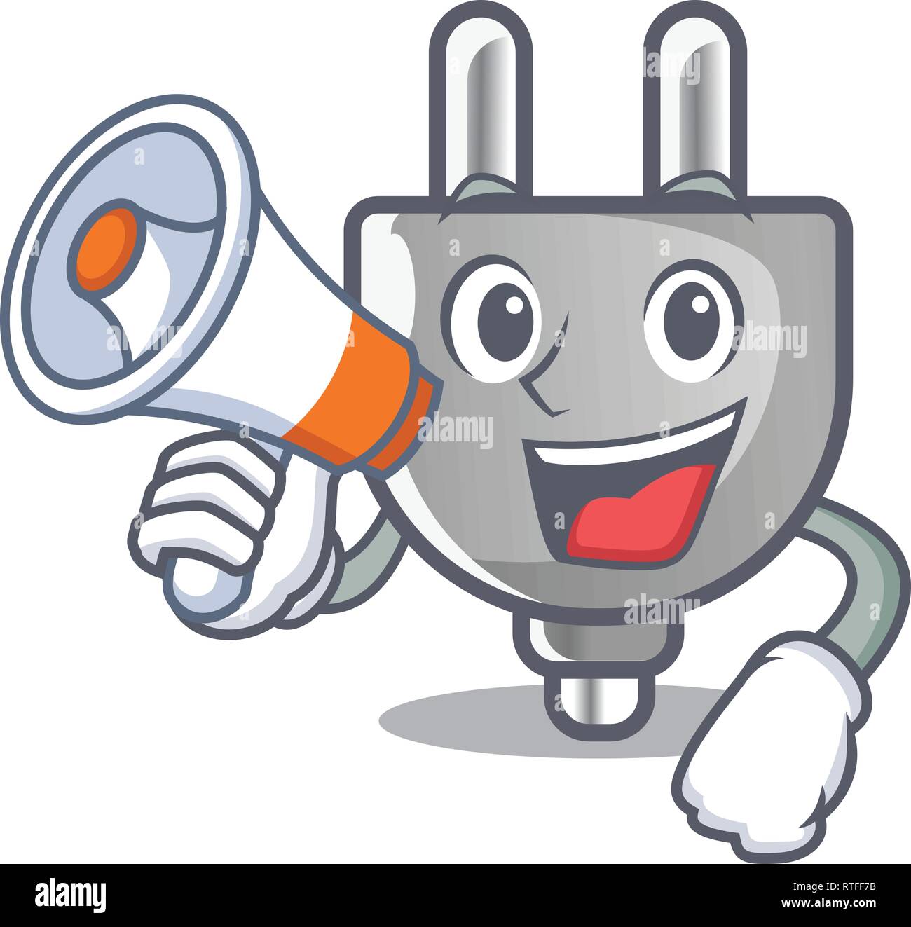 With megaphone power plug stuck the cartoon wall Stock Vector Image ...