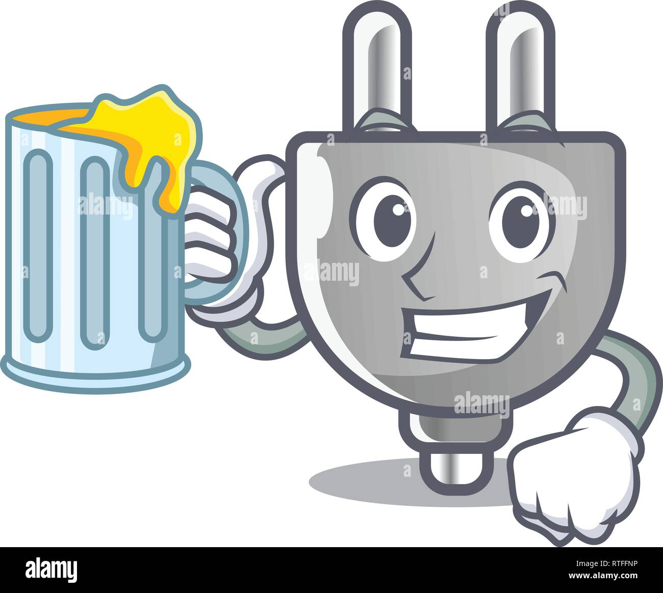 With juice isolated power plug in the mascot Stock Vector
