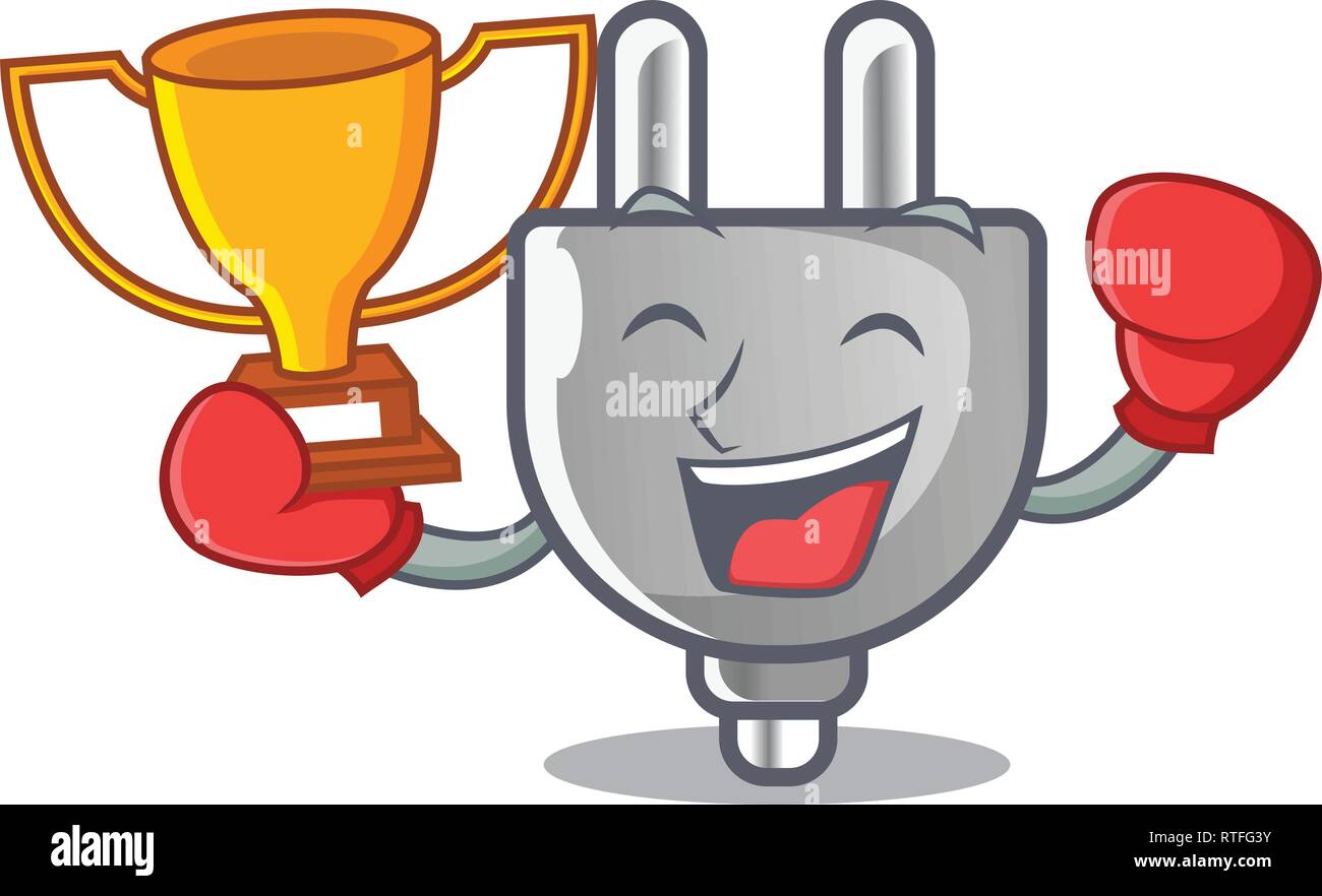 Boxing winner miniature electric plug the shape cartoon Stock Vector ...