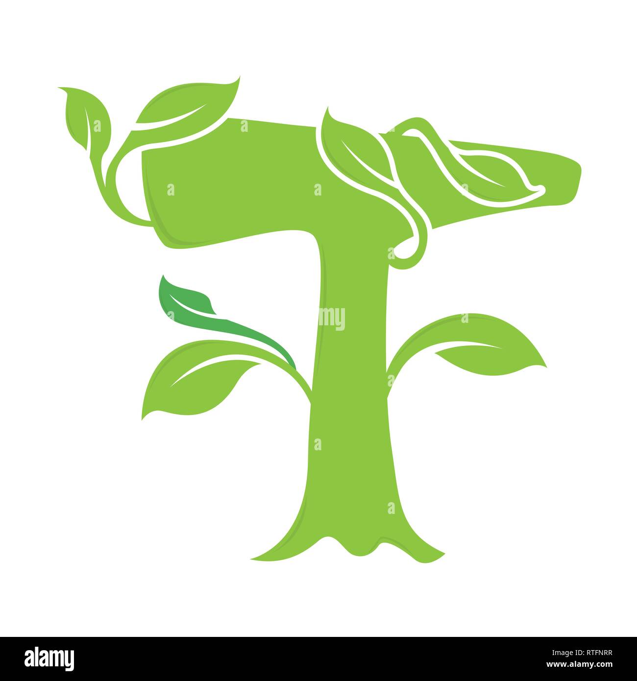 T letter ecology nature element vector icon. Lettering icon vector logo design Stock Vector