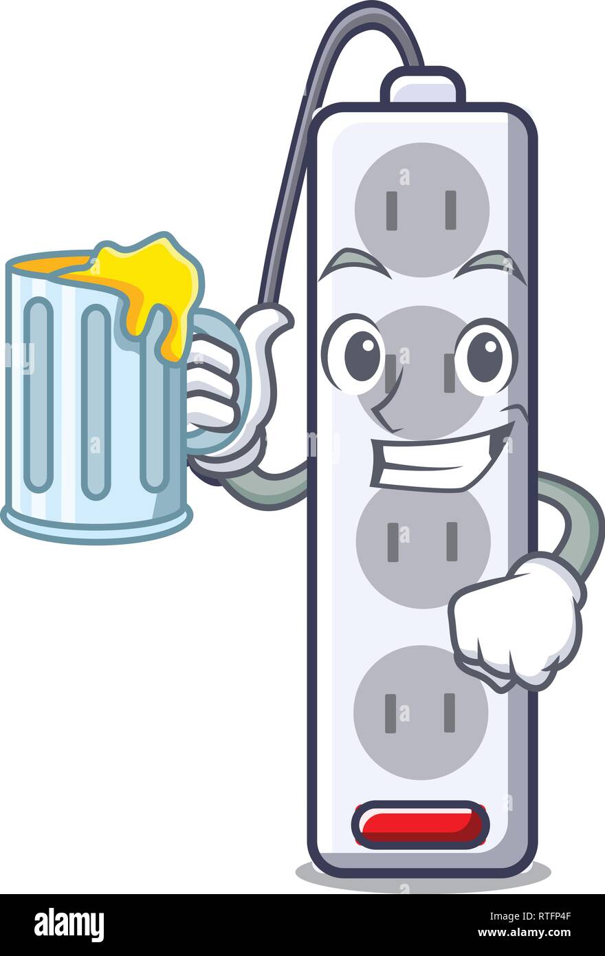 With juice isolated power strip with the mascot Stock Vector