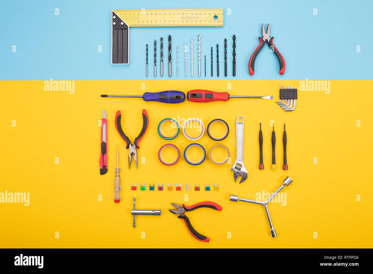 Different construction kit are hanging on background Stock Photo - Alamy