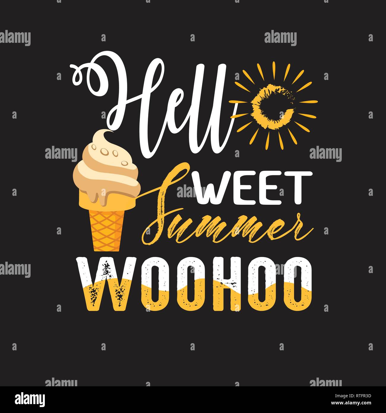 Ice Cream Quote and saying. Hello sweet summer Stock Vector Image & Art