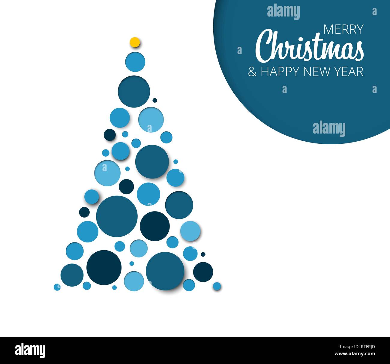Vector absract christmas tree card template made from blue circles ...